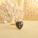 ♡petit heart cross ring♡（Black）