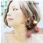 No.B058 お洒落⁂ オーバルリング×星柄 ピアス / イヤリング