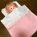 【限定価格】メルちゃんのお布団セット(英字×パステルピンクドット)