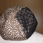 レース切り替え豹柄ベレー帽