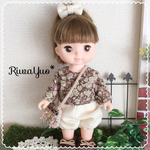 花柄トップス＆オフホワイトのかぼちゃパンツ＆リボンヘアゴムset*ソランちゃん*メルちゃん