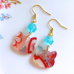 和＊金平糖と猫ピアス/イヤリング♡(青)
