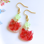 和＊金平糖と猫ピアス/イヤリング♡(緑)
