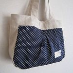 (0207)マチ付トートバッグ*ドット*ネイビー