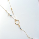 【sale】コットンパール&スワロフスキー…ロングY字ネックレス
