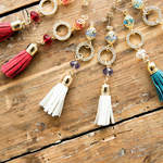 クリスタルリングとタッセルのピアス/イヤリング【カラーを番号でお選びください】
