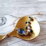BLUE COPPER CRYSTAL LAPIS LAZULI PEARL VERMEIL BRACELET 