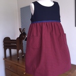 140　お出かけジャンパースカート(紺×赤)　