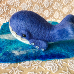 羊毛フェルト クジラと海色マット