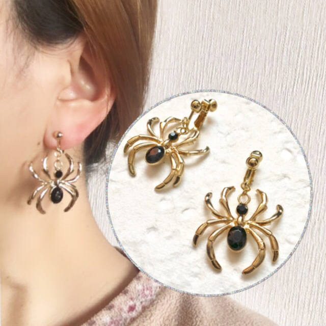 《再販3》大きめ♪オシャレなクモ♡【イヤリング or ピアス】