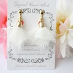 ♪送料無料♪春＊チュールイヤリング・ホワイト