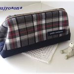 ＜大容量＞ワイヤーペンケース・タータンチェックグレー系