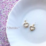 《sale♪》コットンパールとハートのシンプルピアス(イヤリング/ノンホールピアス)