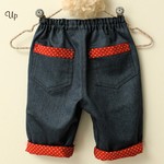 赤いドットのクロップドパンツ（100）