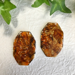 【SALE】ドイツヴィンテージアクリルペイント柄オクタゴンカボション オレンジゴールド 2個セット