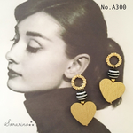 No.A300 揺れるウッド♥︎ × 花リングピアス / イヤリング