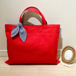 Only one bag*リバーシブルな シンプルおりぼんレッスンバッグ。