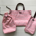 【再販】新色♡リボンが可愛いスカラップ模様のレッスンバッグ セット  ピンク