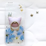 *月と猫* デルフィニウム 押し花iPhoneケース 押し花ケース iPhone6 iPhone6s スマホケース iPhoneケース