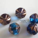 cobalt blue deep 宝石 copper チェコビーズ 5個