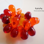 red orange mix ドロップ チェコビーズ 20個
