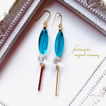 フランス製ガラスとゴールドバーピアス/イヤリング 夏