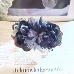 *＊Kazariya*＊アンティークに魅せられて.。＊ダークブルーフラワー&ブラウンレースの大人のシックなミニバレッタ*＊