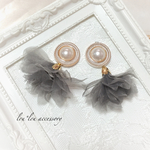 BIGパール♡シフォン タッセル  ピアス