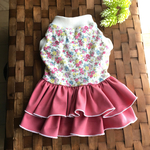 再販U／Shiho《SSサイズ》小花柄とピンクの2段スカートワンピース犬服