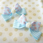 60.【送料無料】ヘアゴム♡リボン2個セット♡（ブルー）