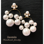 【NEW】ビジューフープじゃらじゃらコットンパールピアス