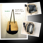 【再販13】smooth yarn と麻の2way巾着バッグ(濃紺です💕)