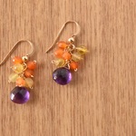 アメジストのパンジーピアス