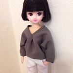 ドルマンスリーブブラウス（カーキ）、リカちゃん用