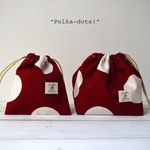 お弁当袋とコップ袋"polka-dots!"レッド
