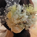 meronpanneko様専用　大人かわいい　くすみブルー　プリザーブド　髪飾り　ヘッドドレス　ヘアパーツ　ウエディング　結婚式　成人式　