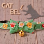 レトロ 花🌷緑【蝶ネクタイ】＊猫(&小型犬)首輪