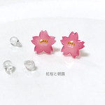 《2way》紅桜と朝露ピアス／イヤリング