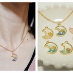 ☆セミオーダ　色が選べる☆オンリーワン♪桜と月のネックレス　(★オプション★ピアスorイヤリング)　春　桜　月　パール　浴衣