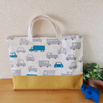再再…販【受注製作】車 × マスタード帆布 レッスンバッグ
