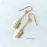 【再販】14kgf＊淡水パールのミニスウィングピアス