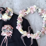 【ブートニアクリップ】モーヴピンクの花冠＆リストレット＆ブートニア3点セット
