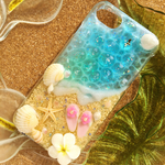 海のスマホケース❤︎ビーチサンダルiPhoneケースターコイズブルー