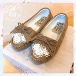 NEW【22.5〜25cm】春夏レーシーフラワーモカシンシューズ/モカベージュ