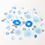水色と青の薔薇 フレークシール