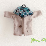 オビツ11 ノーカラーコート＋ストール：ベージュ