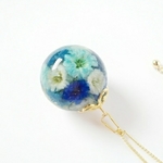 ブルーミックス かすみ草のお花のペンダント-natural flower pendant-