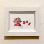 🍓「いちごジャム」 北欧イラスト水彩画ミニ額 フルーツ イチゴ🍓