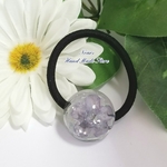 Flowerオルゴナイト&天然石水晶 レジンラウンドのヘアゴム