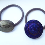 チェコガラスボタンのポニーゴム【だ円】